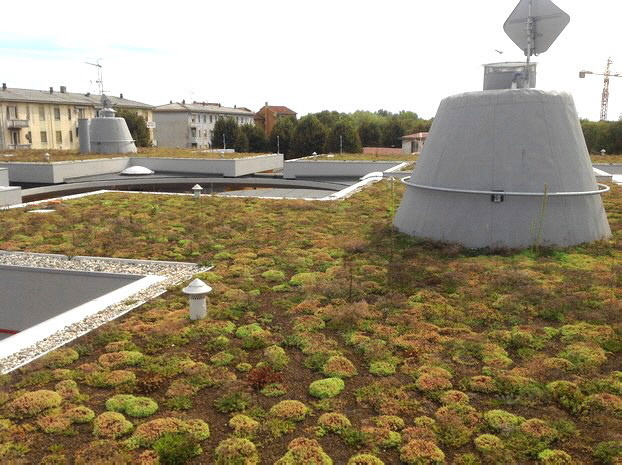 Mit DRAINROOF gebaute Dächer mit Sedum bieten ökologischen Wert dem Gebäude und helfen, das ökologische,  landschaftliche und zierliche Gleichgewicht zu rekonstruieren.