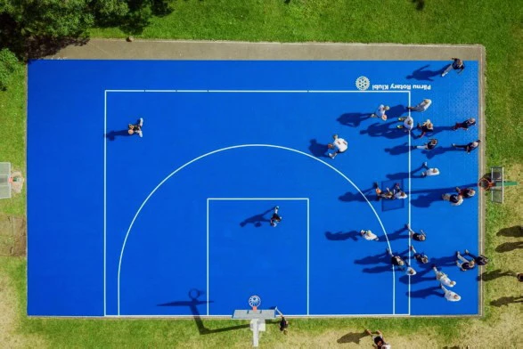 Basketball 3 x 3 Sportfläche in Blau